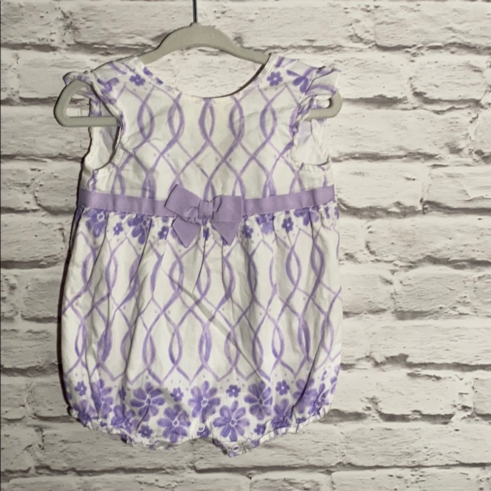 White and lilac baby girl romper